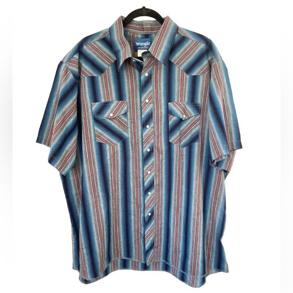 Wrangler shirt mens western striped pearl snap button down shirt size 3x